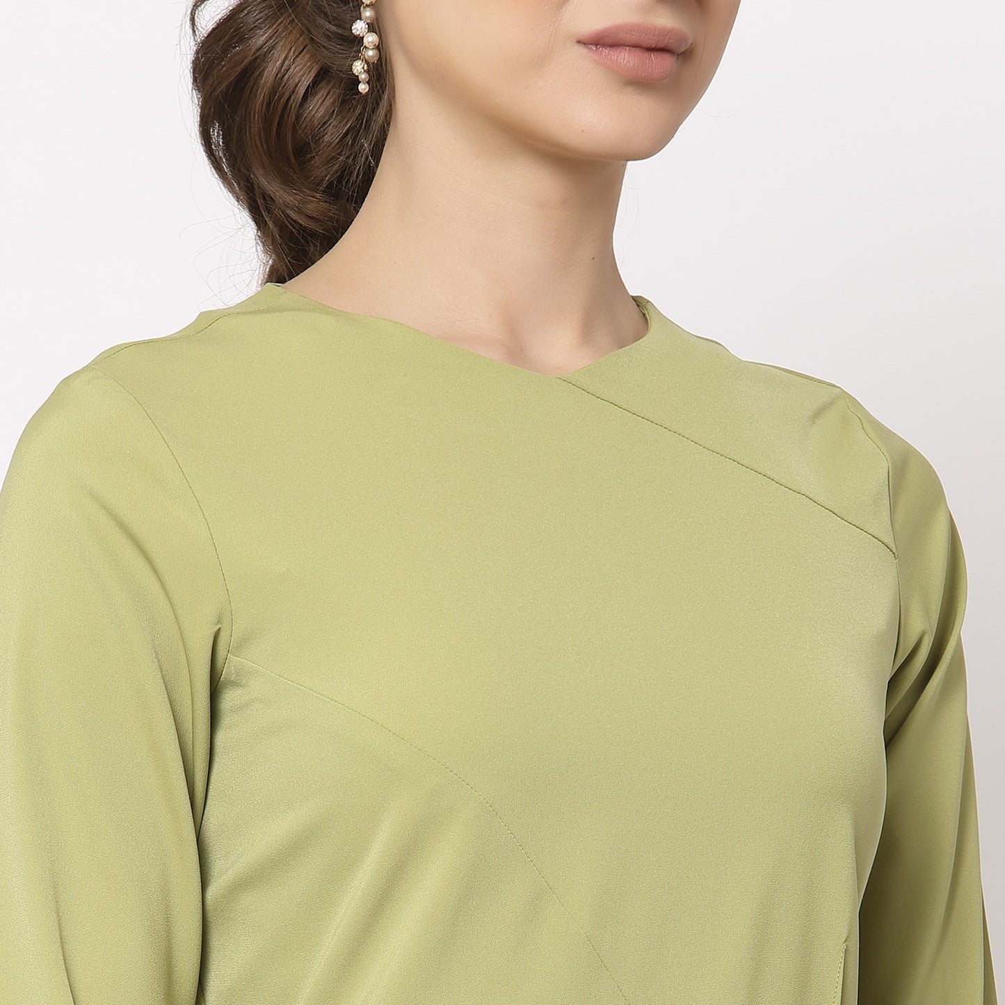 Olive Dart Dress With Flap