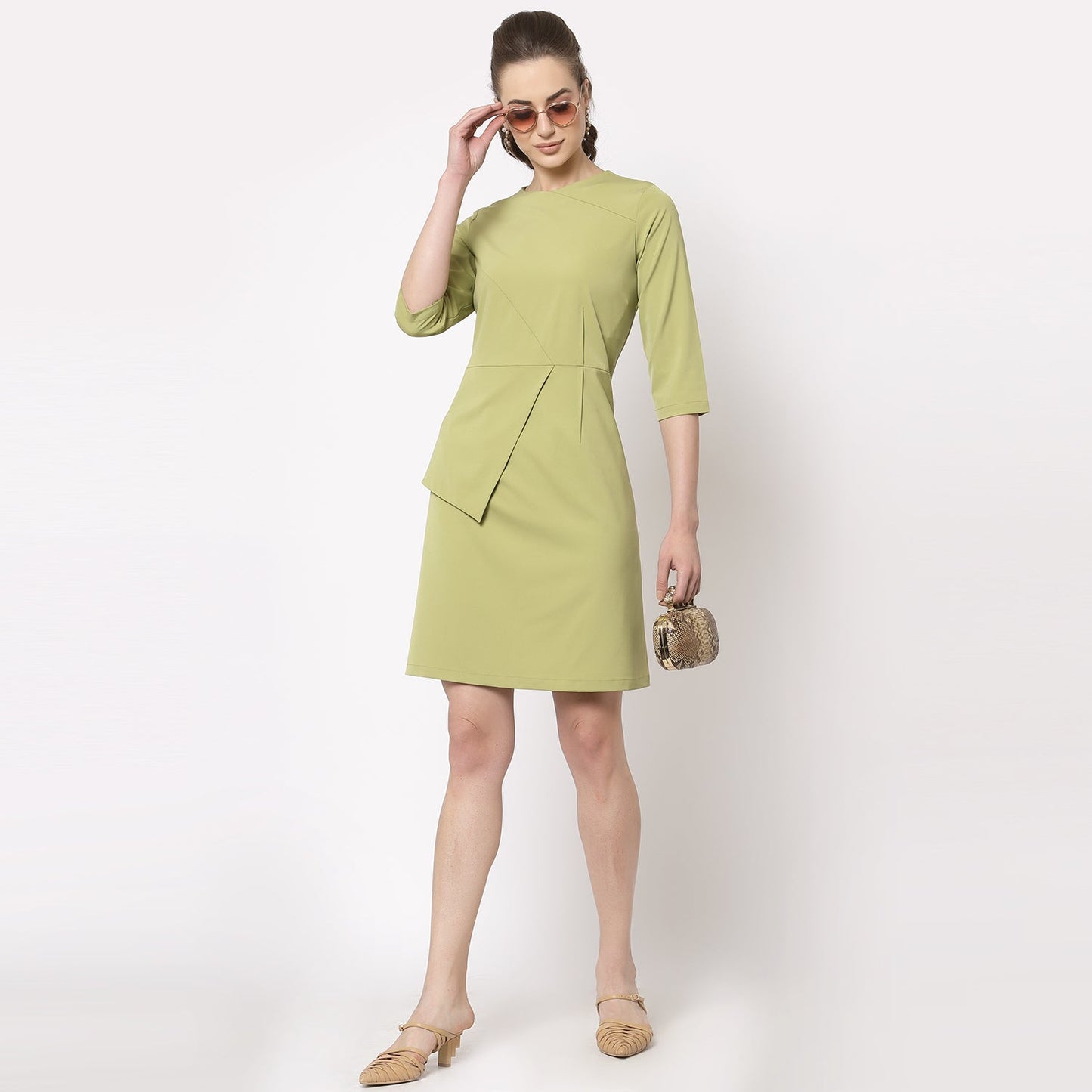Olive Dart Dress With Flap