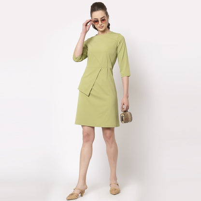 Olive Dart Dress With Flap