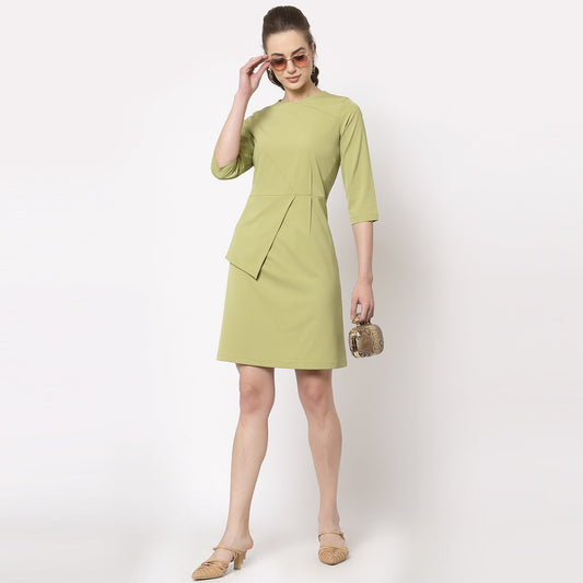 Olive Dart Dress With Flap