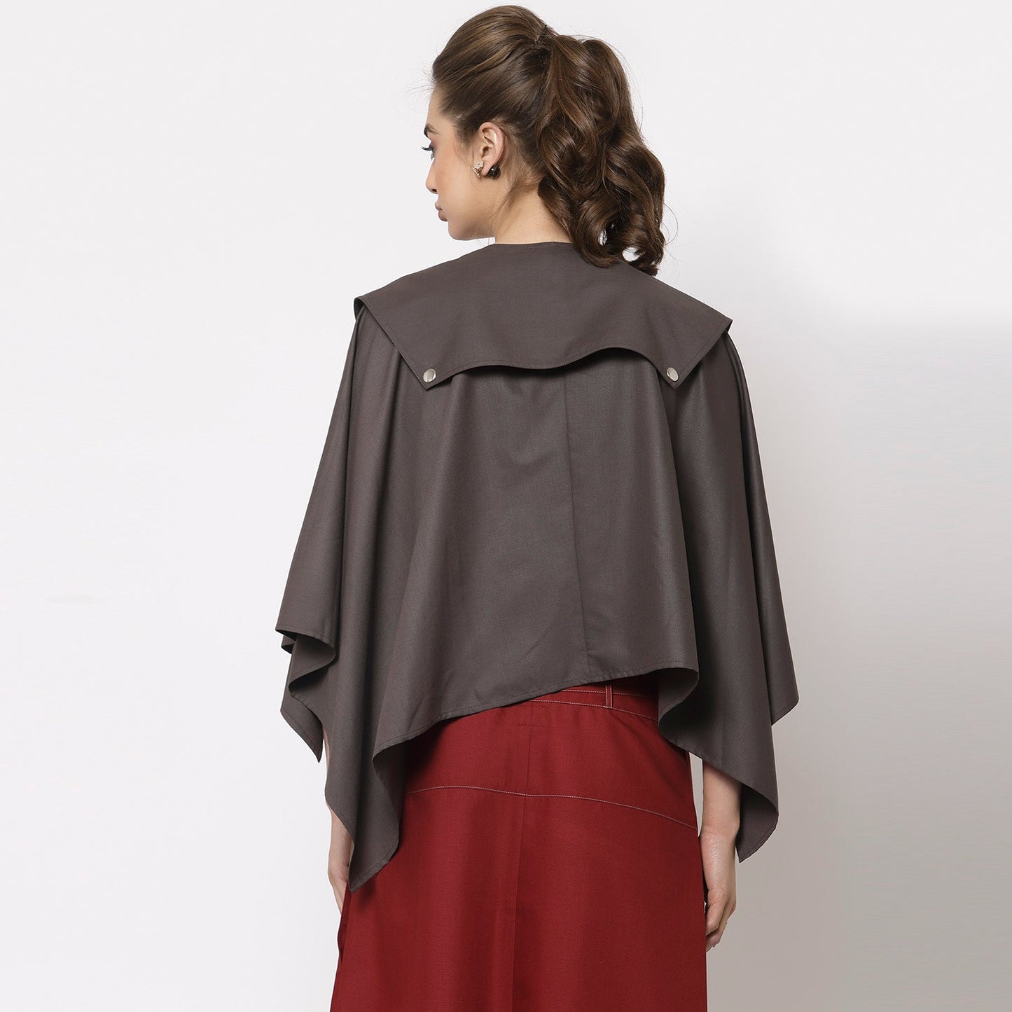 Grey Asymmetrical Cape Jacket