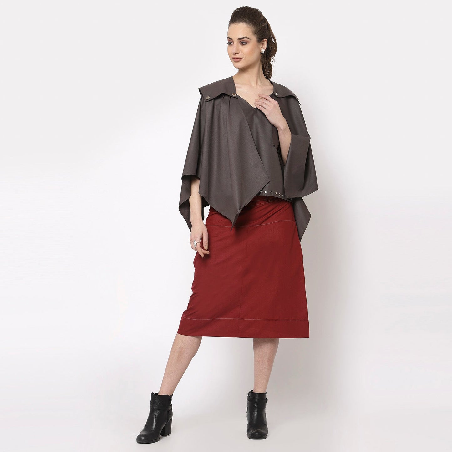 Grey Asymmetrical Cape Jacket
