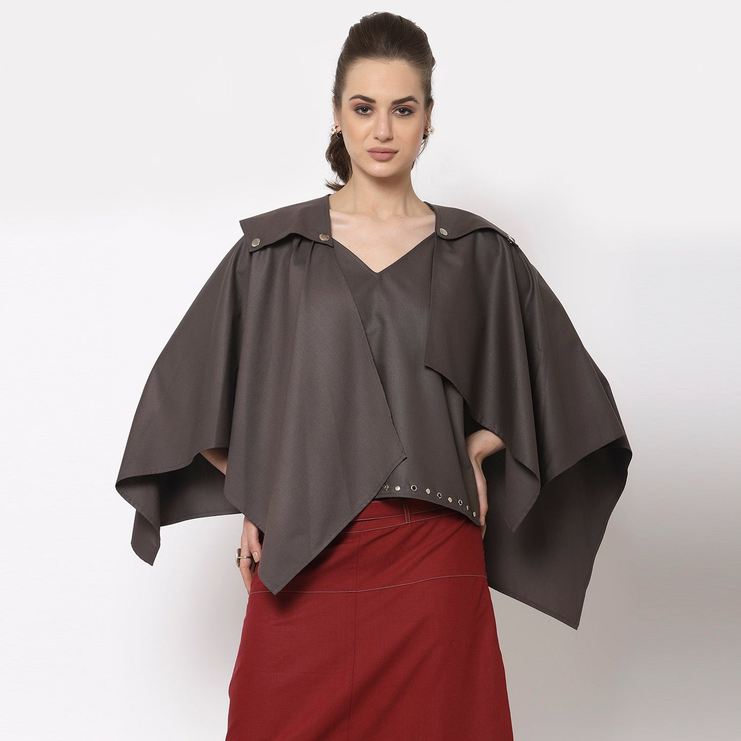 Grey Asymmetrical Cape Jacket