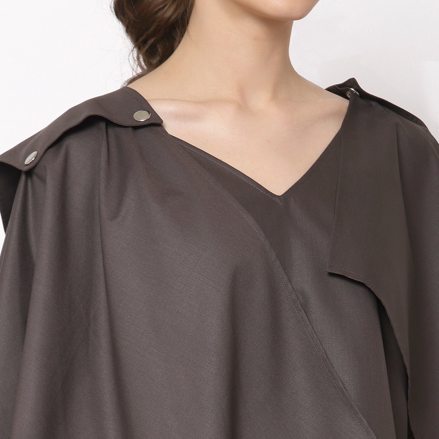 Grey Asymmetrical Cape Jacket