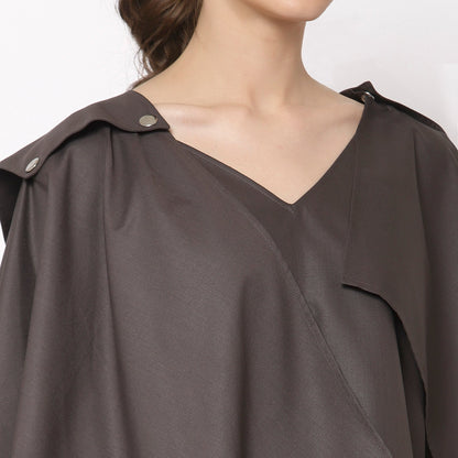 Grey Asymmetrical Cape Jacket