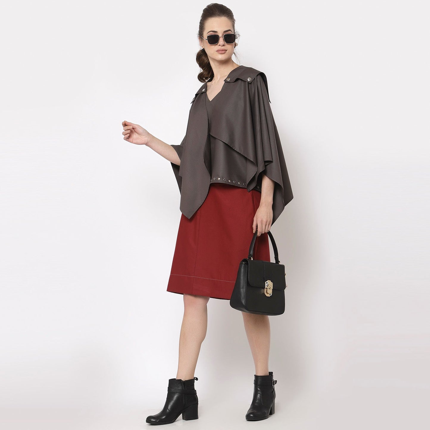 Grey Asymmetrical Cape Jacket