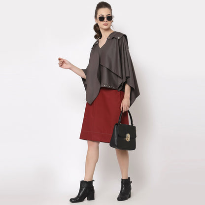 Grey Asymmetrical Cape Jacket