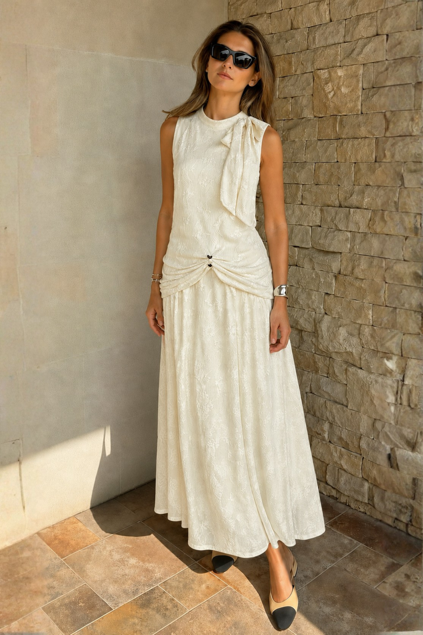 Ivory Ruched Skirt Co-ord