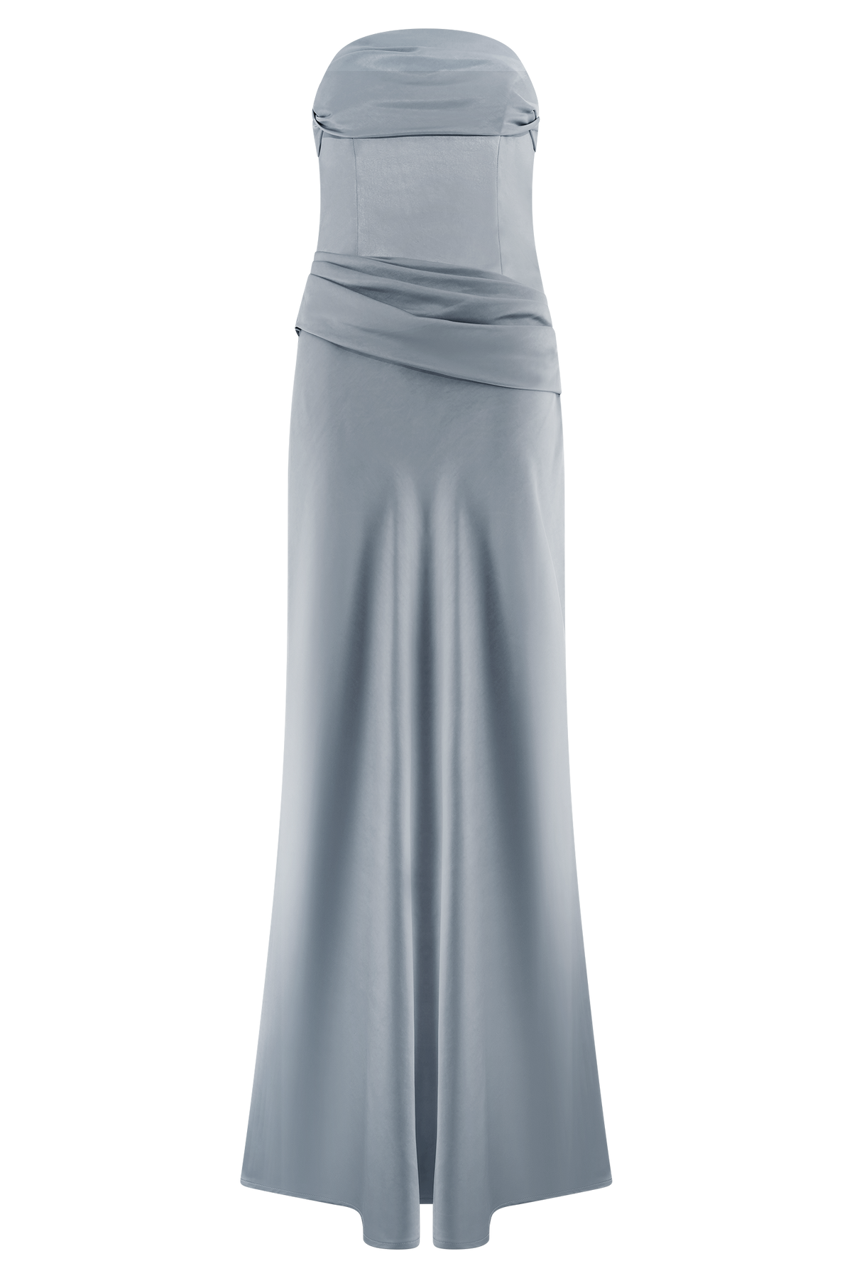 Jasmine Strapless Satin Maxi Dress - Frosted Blue