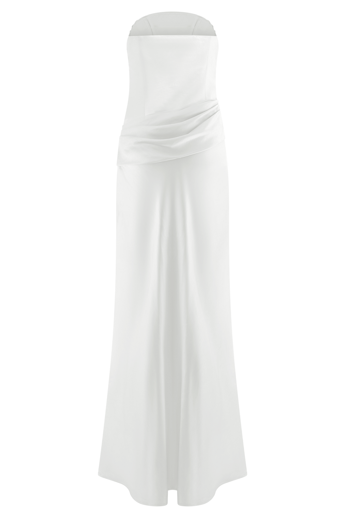 Jasmine Strapless Satin Maxi Dress - White