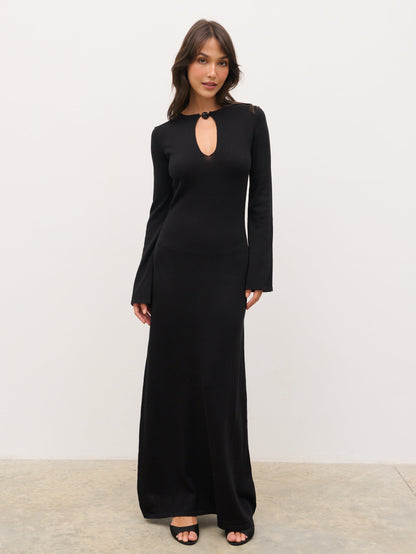 Koa Trim Detail Knit Maxi Dress - Black