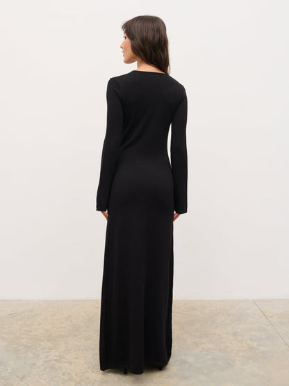 Koa Trim Detail Knit Maxi Dress - Black