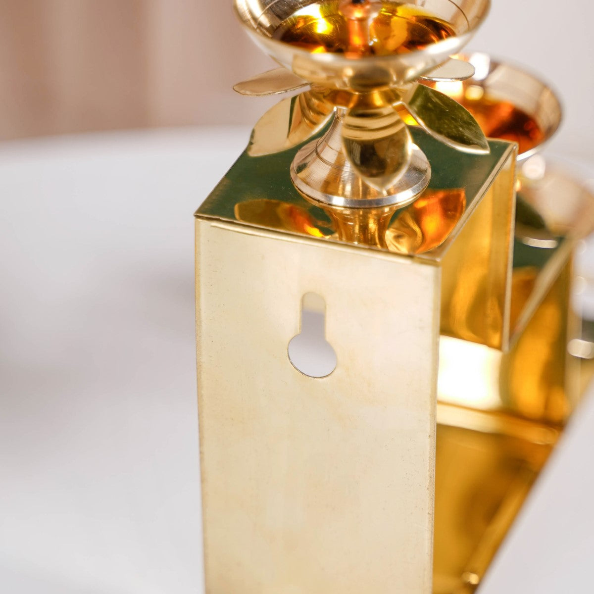 Brass Step Decorative Flower Diya Stand Set Of 2 Gold