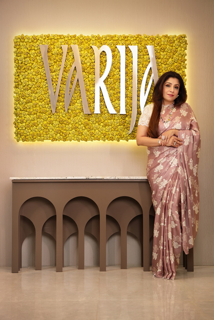 Lavender Floral Print Saree