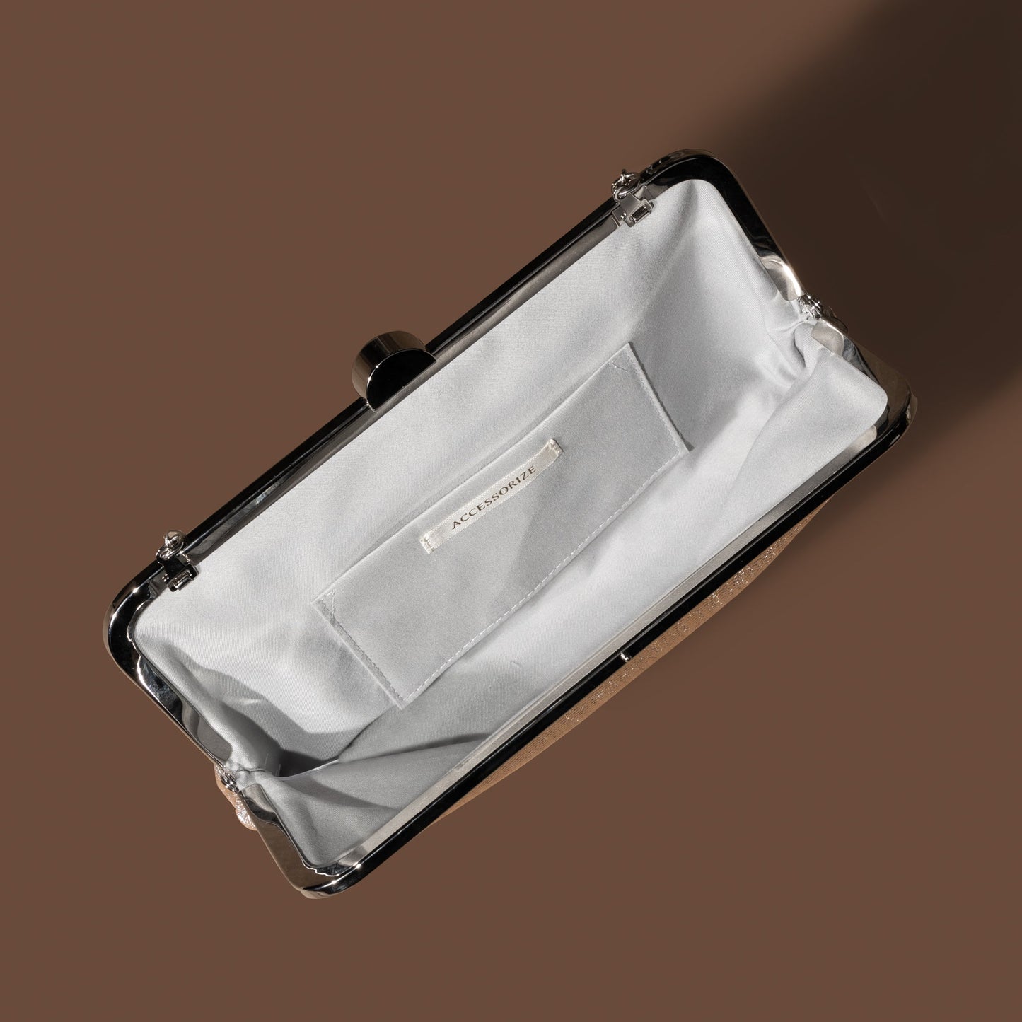 Women's Silver Metallic Clutch Bag