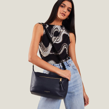 Women's Blue Slouchy Webbing Strap Bag