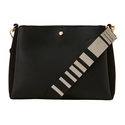 Women's Black Webbing Cross-body Bag