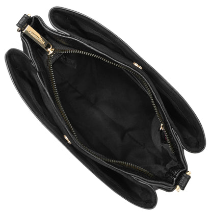 Women's Black Webbing Cross-body Bag