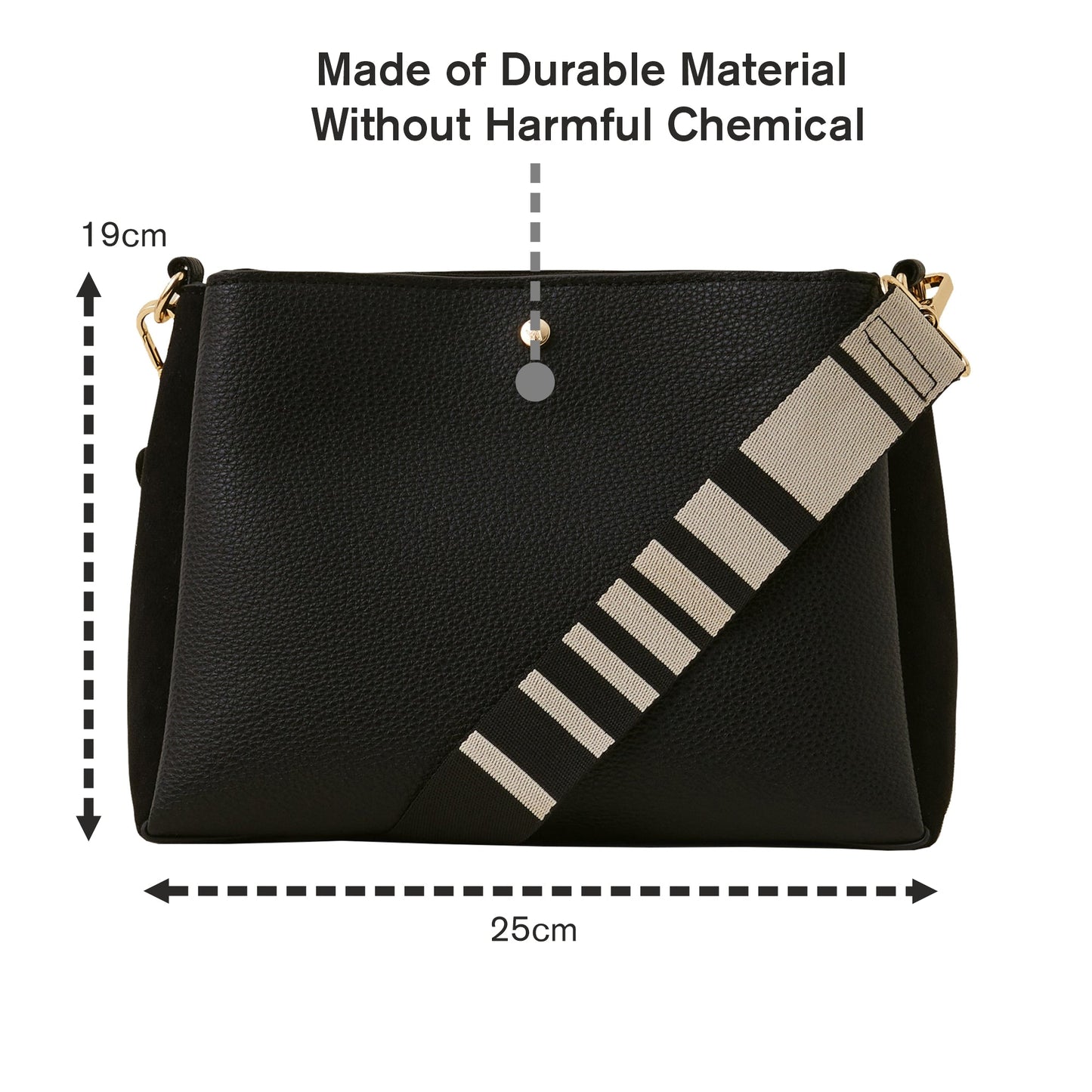 Women's Black Webbing Cross-body Bag