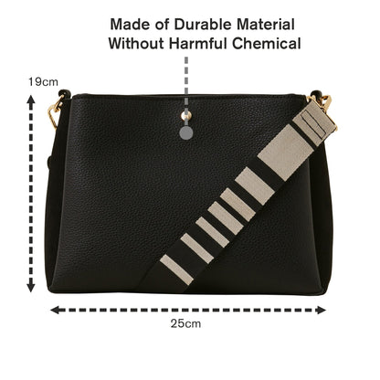 Women's Black Webbing Cross-body Bag