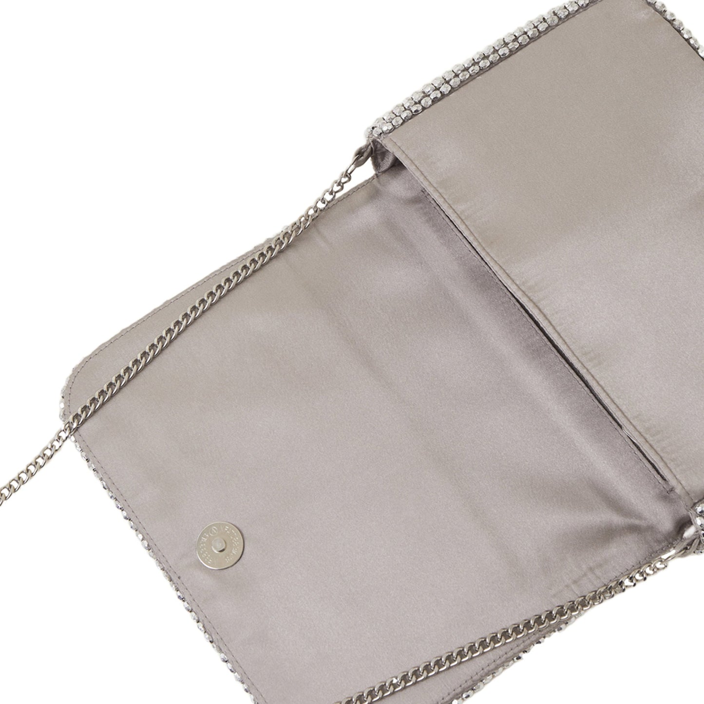 Women's Silver Fold Over Beaded Clutch Bag
