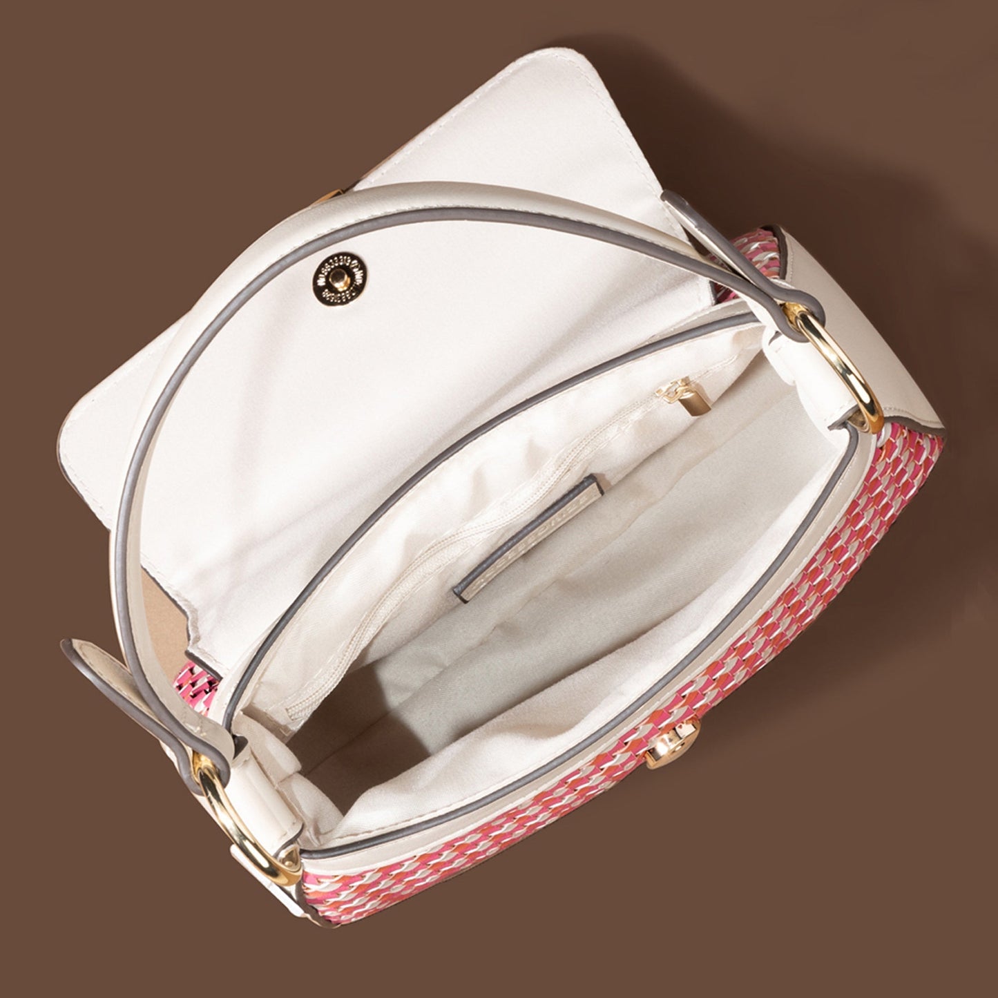 Women's Cream Weave Flap Sling Bag