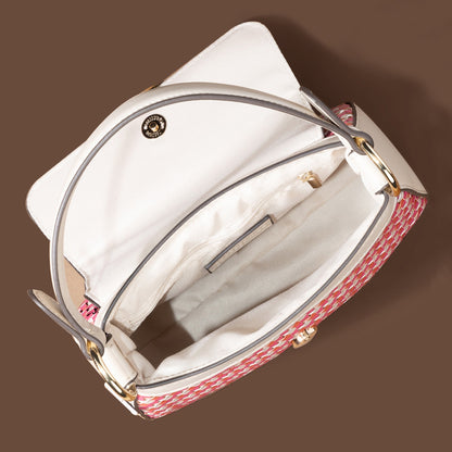 Women's Cream Weave Flap Sling Bag