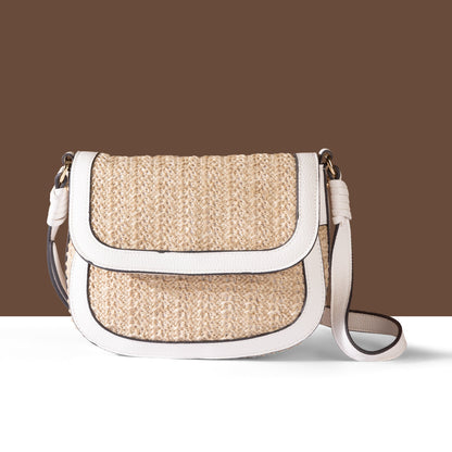 Women's Cream Woven Sling Bag