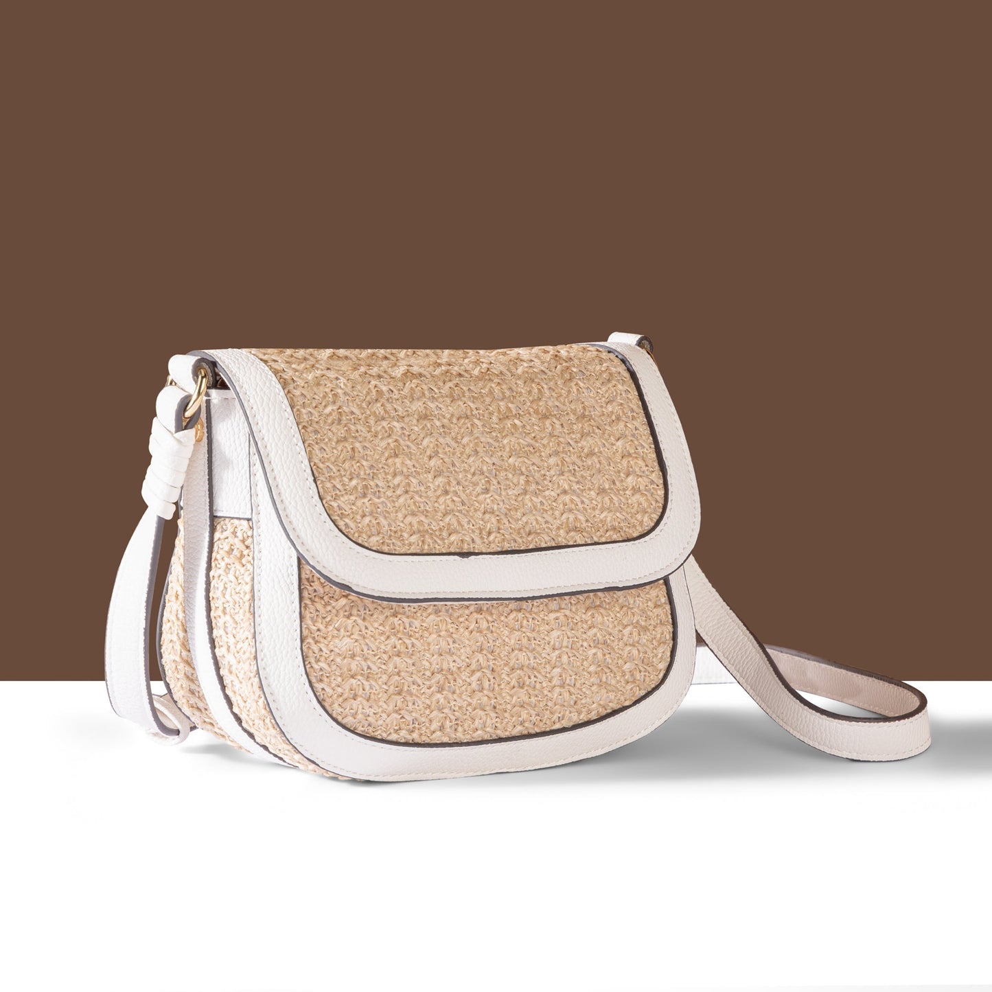 Women's Cream Woven Sling Bag