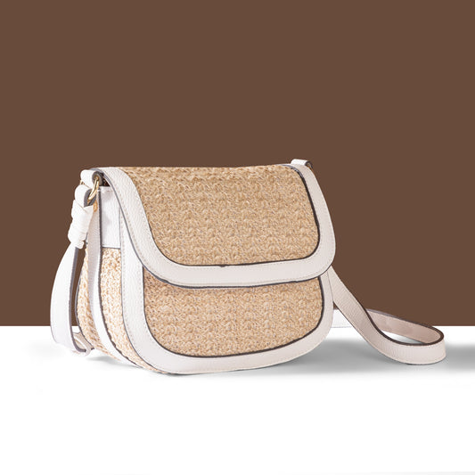 Women's Cream Woven Sling Bag