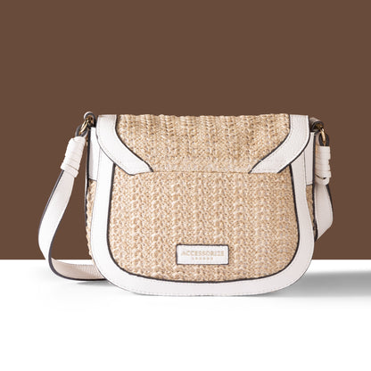Women's Cream Woven Sling Bag