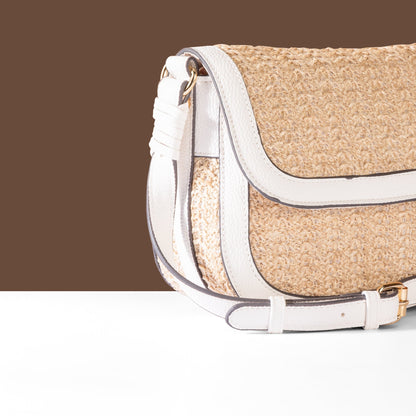 Women's Cream Woven Sling Bag