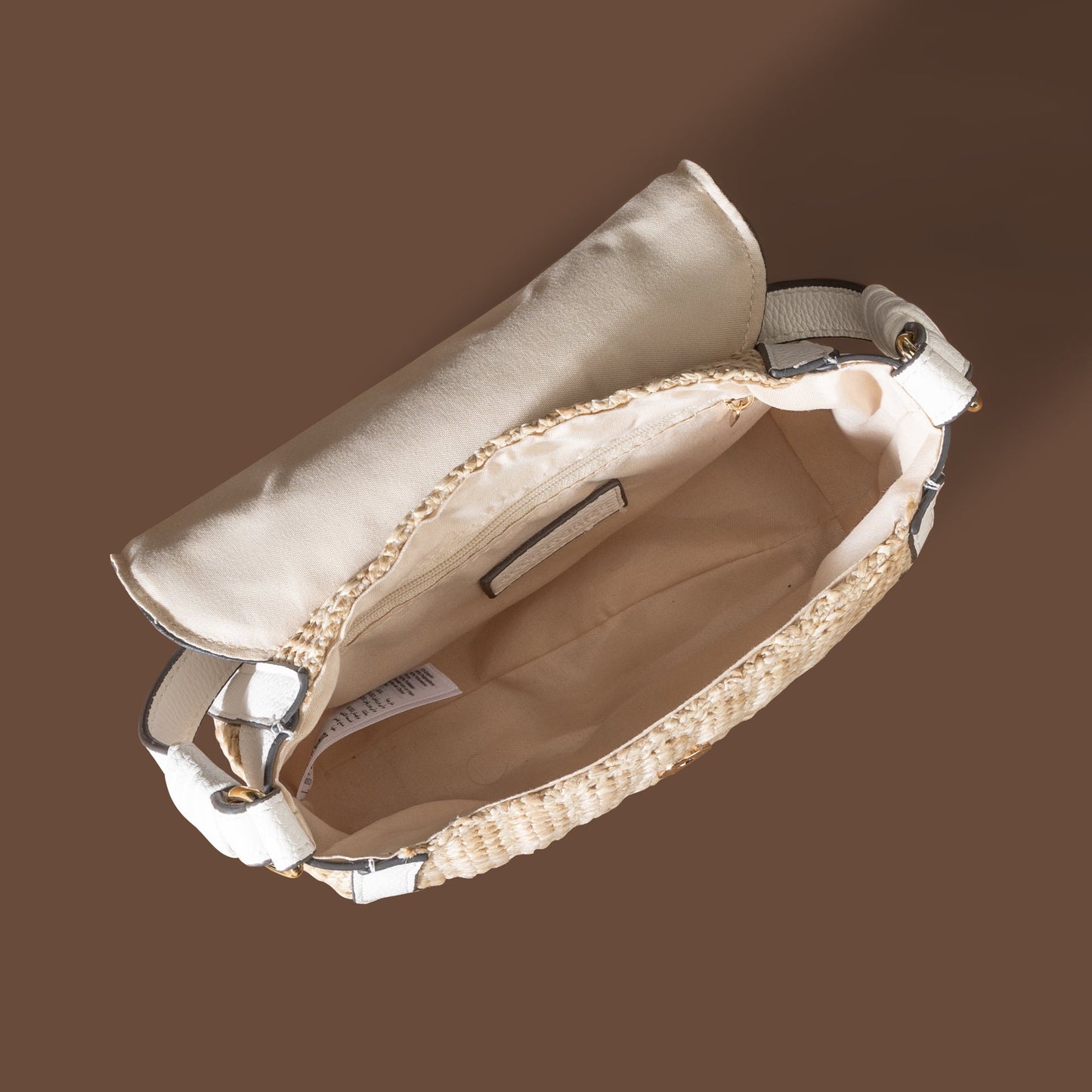 Women's Cream Woven Sling Bag