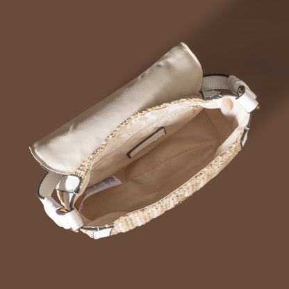 Women's Cream Woven Sling Bag