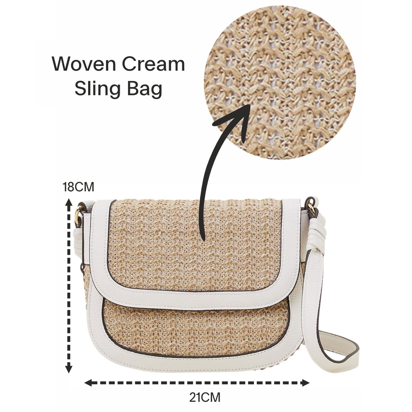 Women's Cream Woven Sling Bag