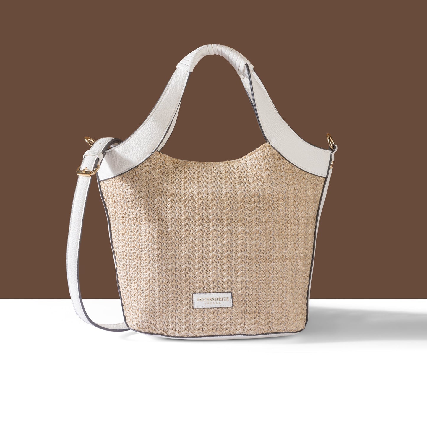 Women's Cream Woven Satchel Bag