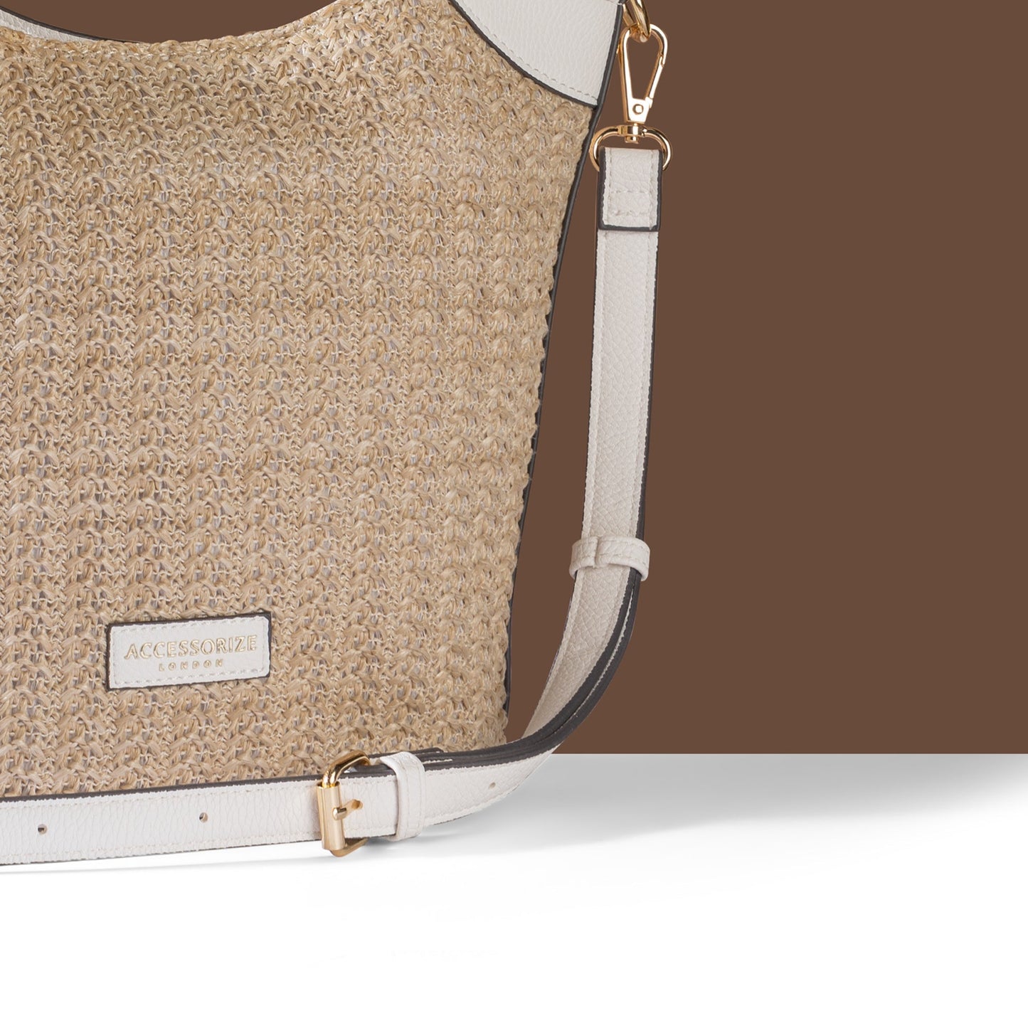 Women's Cream Woven Satchel Bag