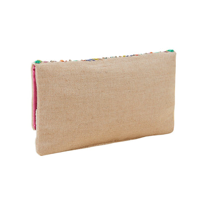 Women's Cream Beaded Mirror Clutch Bag