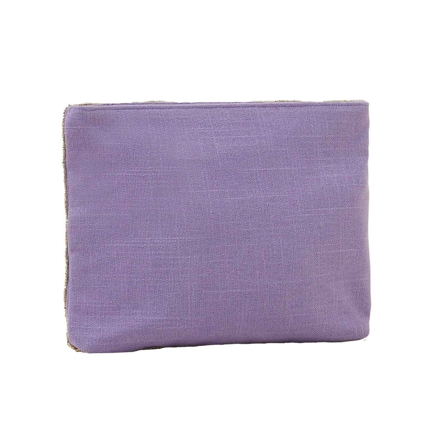 Women's Purple Zip Top Embellished Clutch Bag