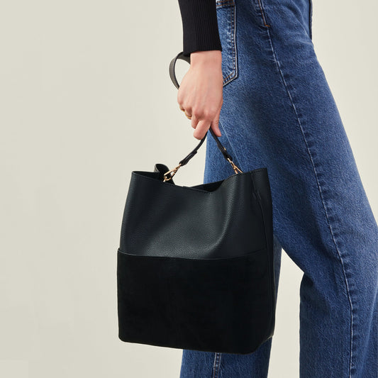 Women's Black Bucket Shoulder Bag