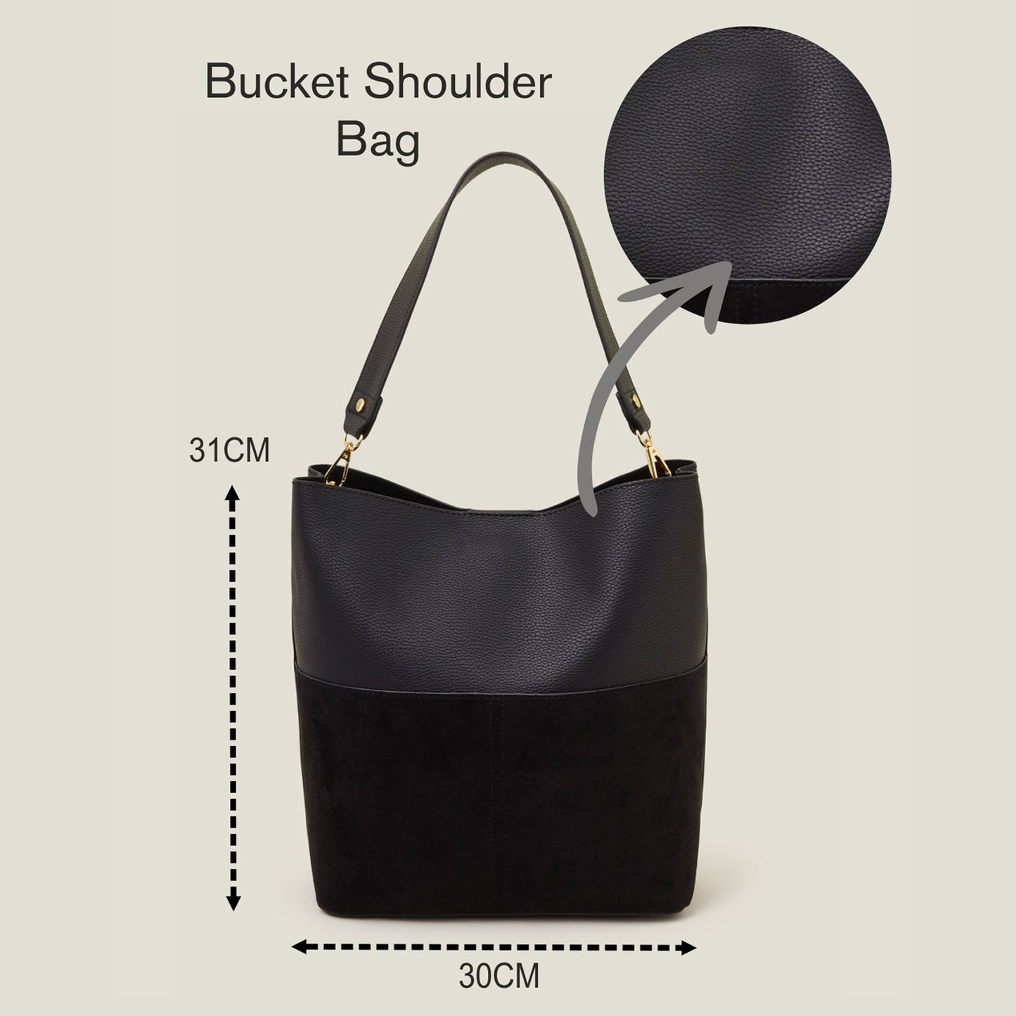 Women's Black Bucket Shoulder Bag