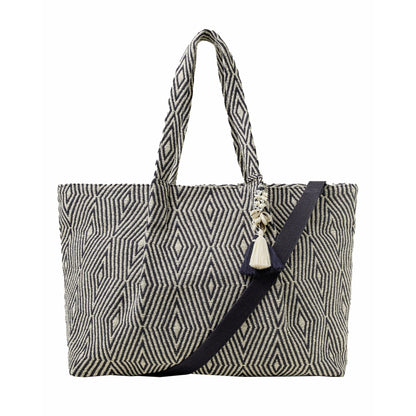 Women's Blue Geometric Print Weekender Bag