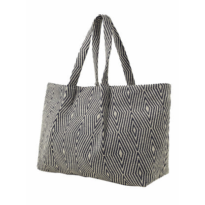 Women's Blue Geometric Print Weekender Bag
