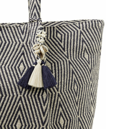 Women's Blue Geometric Print Weekender Bag
