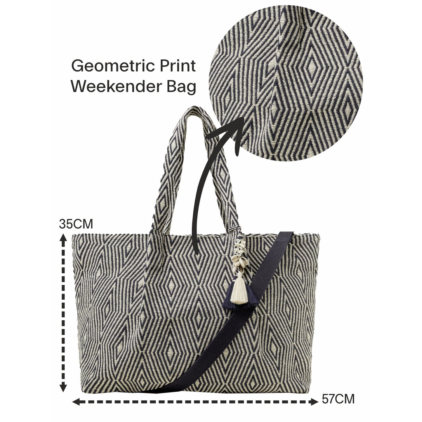 Women's Blue Geometric Print Weekender Bag