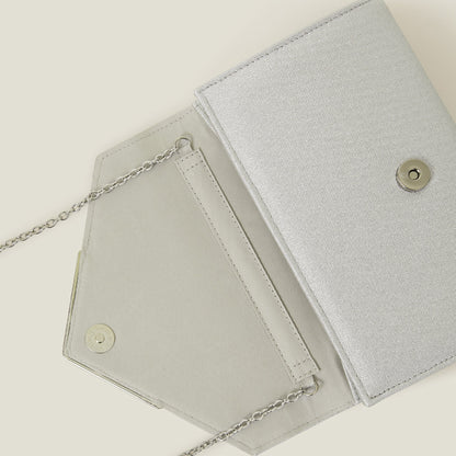Metallic Envelope Clutch Bag-Silver