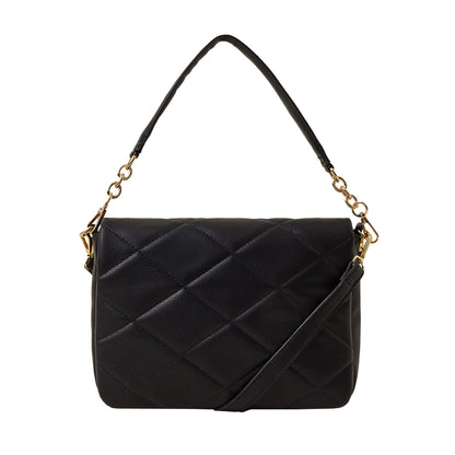 Women's Black Large Quilted Sling Bag