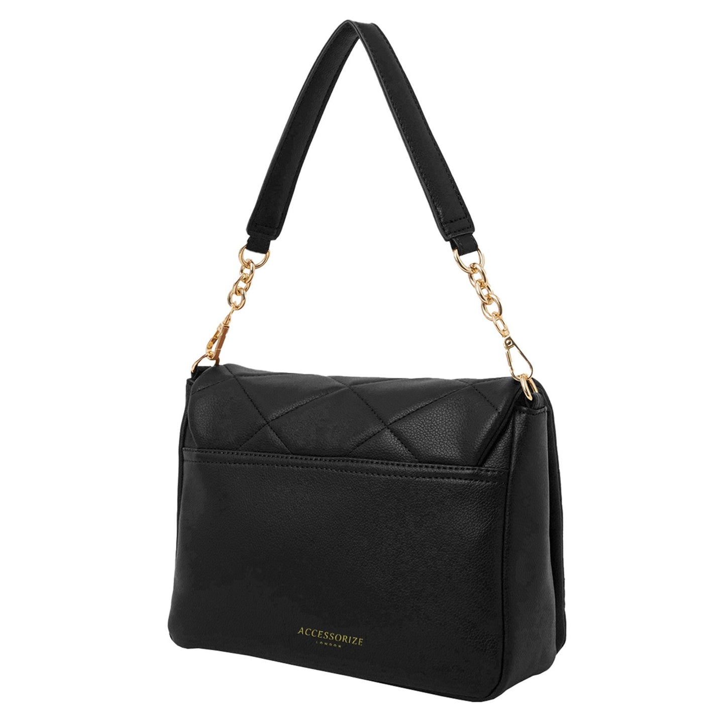 Women's Black Large Quilted Sling Bag