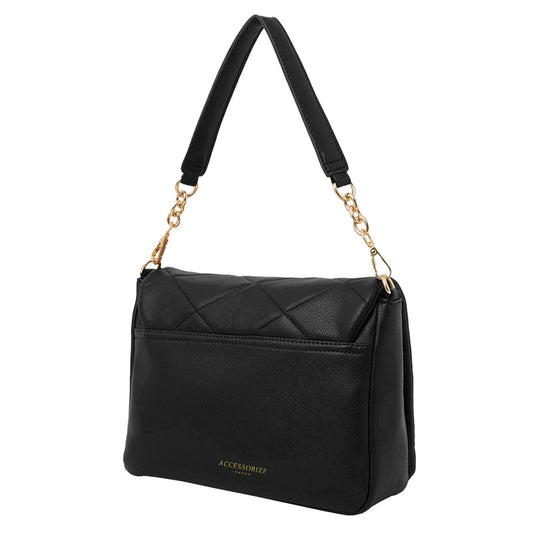 Women's Black Large Quilted Sling Bag