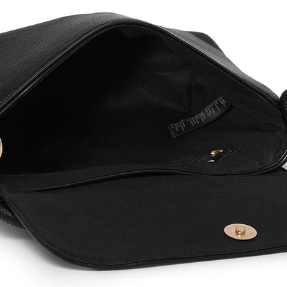 Women's Black Large Quilted Sling Bag